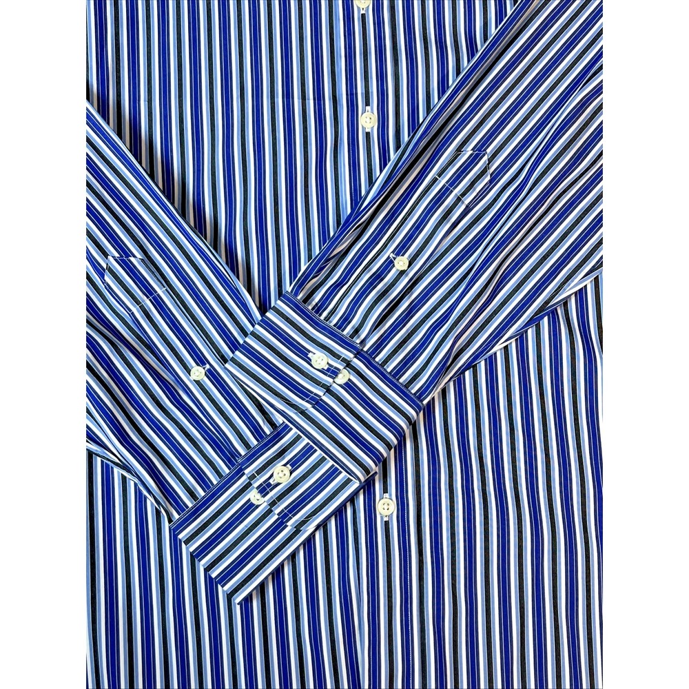 Polo by Ralph Lauren Dress Shirt Curham Classic Fit 17 1/2 34 35 Blue Striped LS - Picture 3 of 3
